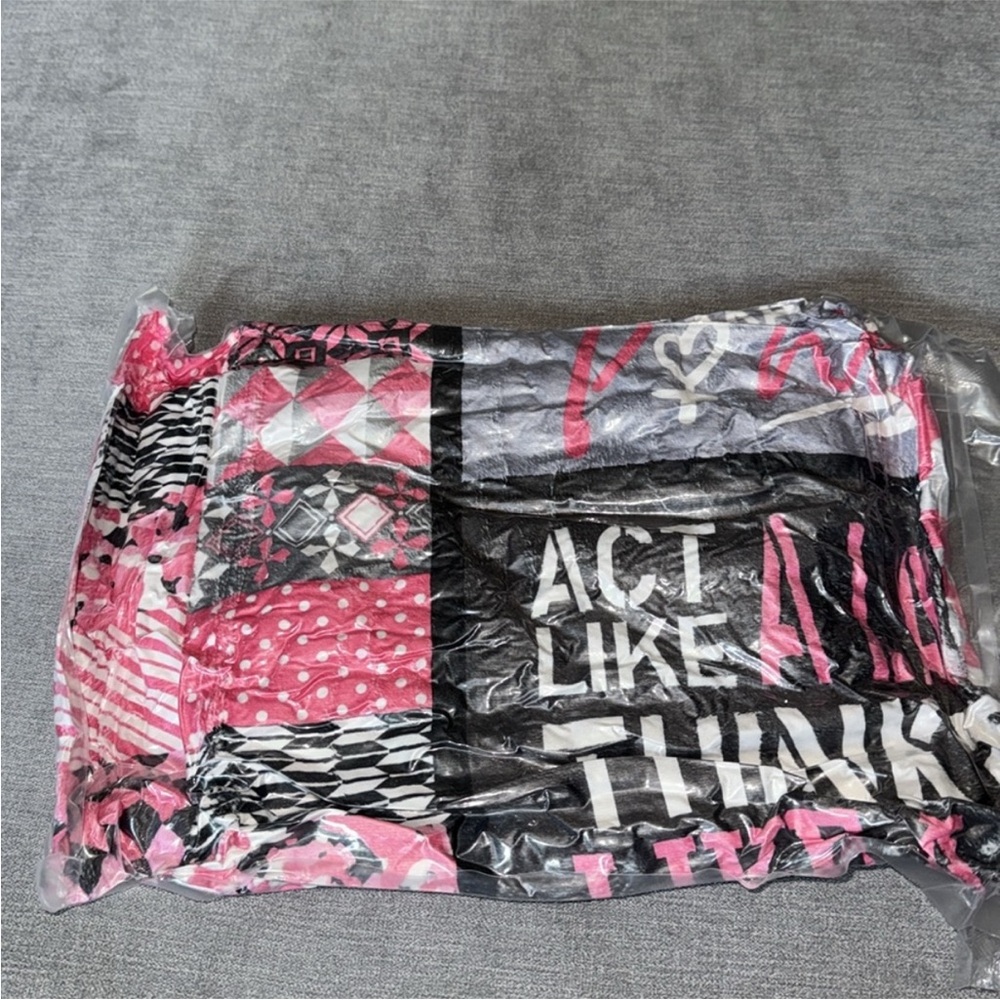 Boss Lady Pink and Black Graphic Blanket